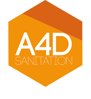 Logo officiel A4D Sanitation en version blanche